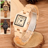 ladies full wood watch elegant square dial quartz wooden wristatch minimalist harajuku style watches birthday gifts for women