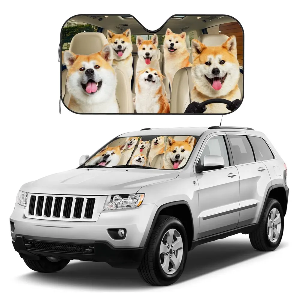 Акита собака вождение салона автомобиля переднее лобовое стекло солнцезащитный