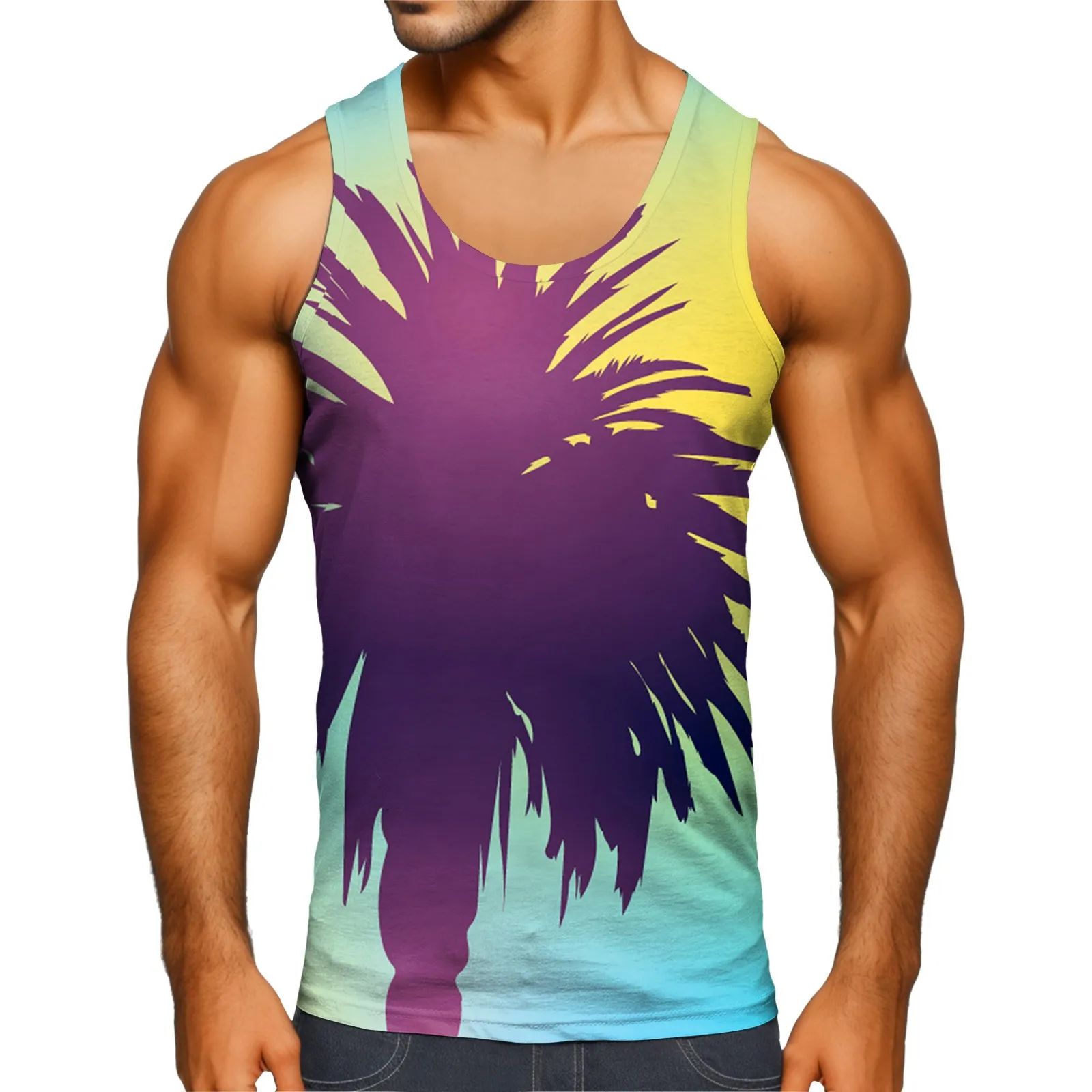 

Men'S Hawaiian Print Tank Top Beach Tank Top T-Shirt Casual Comfortable Sleeveless Top Tank Top Men Sleeveless Shirts Y2k майка