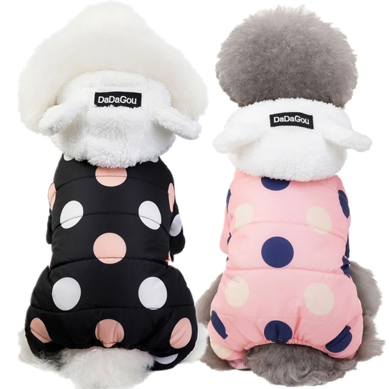 

Pet Cat Dogs Clothes Pet Jackets Clothing Thickened Warm Autumn Winter New Big Dot Four-legged Cotton Coat Dog Costume Pet Items