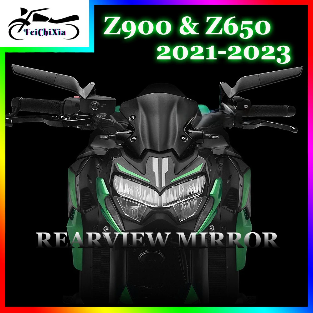 

Motorcycle Black Side Mirrors For Kawasaki Z900 Z650 Z 900 Z 650 Accessories 2021 2022 2023 Aluminum Rearview Mirror