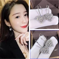 new hot sale heart shape women drop earrings jewelry full shiny crystal zircon wedding engagement party girl fashion ear ring