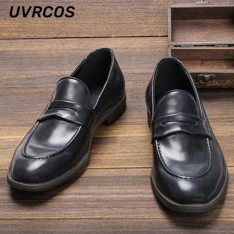 

Men Formal Leather Shoes Casual Set-toe Loafers Slip-On Fashion Low Top Solid Color New