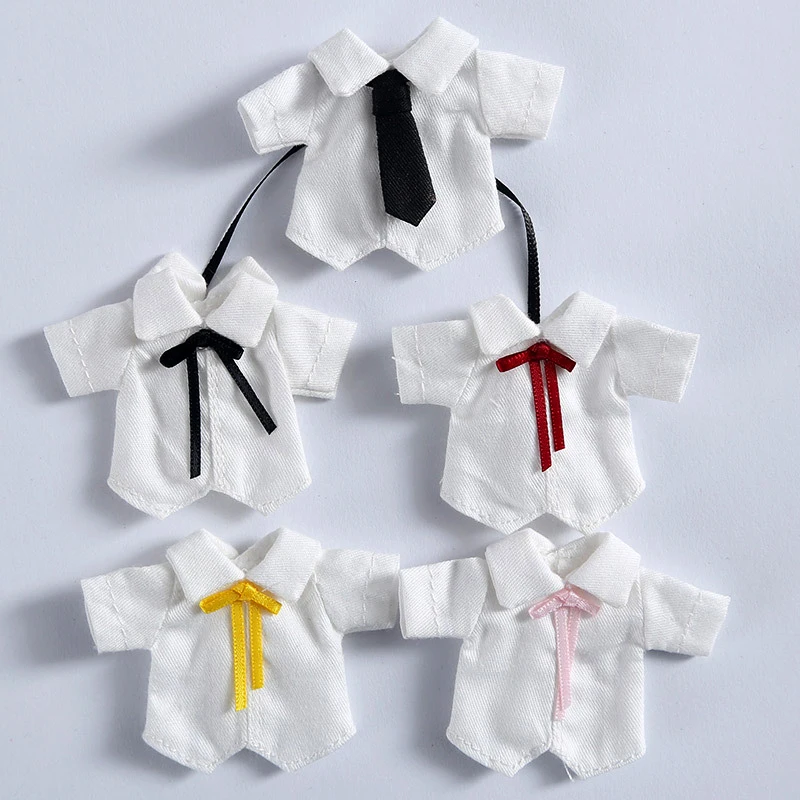 

OB11 12 очков, Одежда для кукол BJD, школьная форма, рубашка с галстуком-бабочкой, рубашка с коротким рукавом, черный красный галстук-бабочка, черный галстук