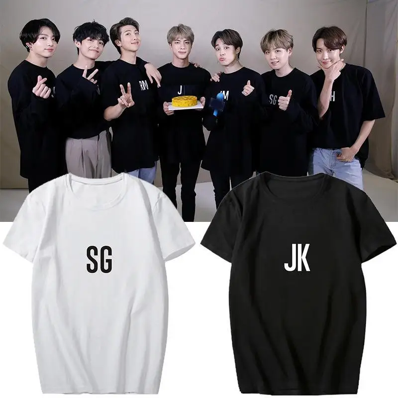 

Хлопковая футболка Bt21 с коротким рукавом для подписчиков Bt, одежда для поддержки периферии, футболка с круглым вырезом для студентов, повседневный Свободный Топ для пар аниме, подарок