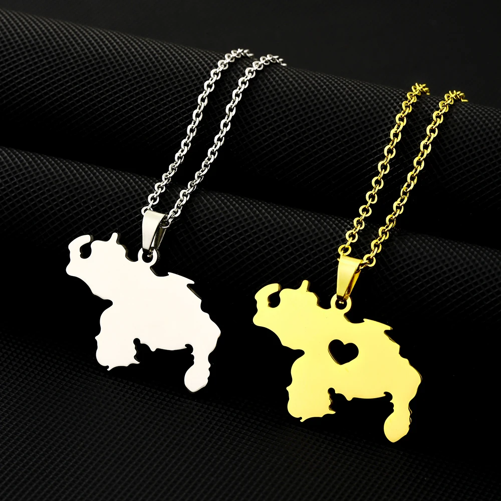 Модная подвеска Bolivariana de Венесуэла с картой ожерелье из нержавеющей стали для