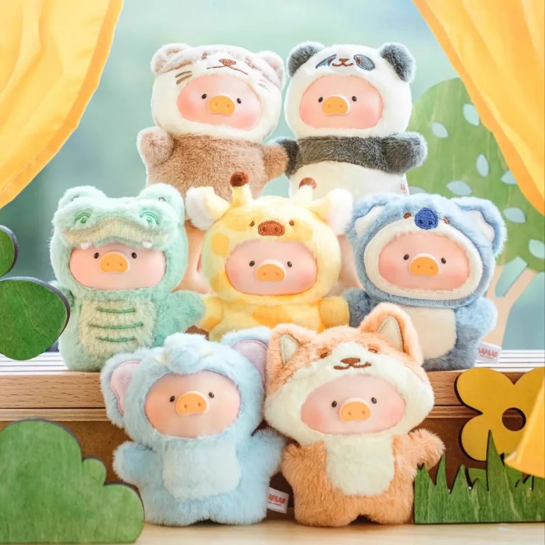 Фото Новая Lulu Pig Animal Party слепая коробка, серия «Лесной театр», милая виниловая форма лица, коллекция кукол на палец, украшения, подарки для детей №3