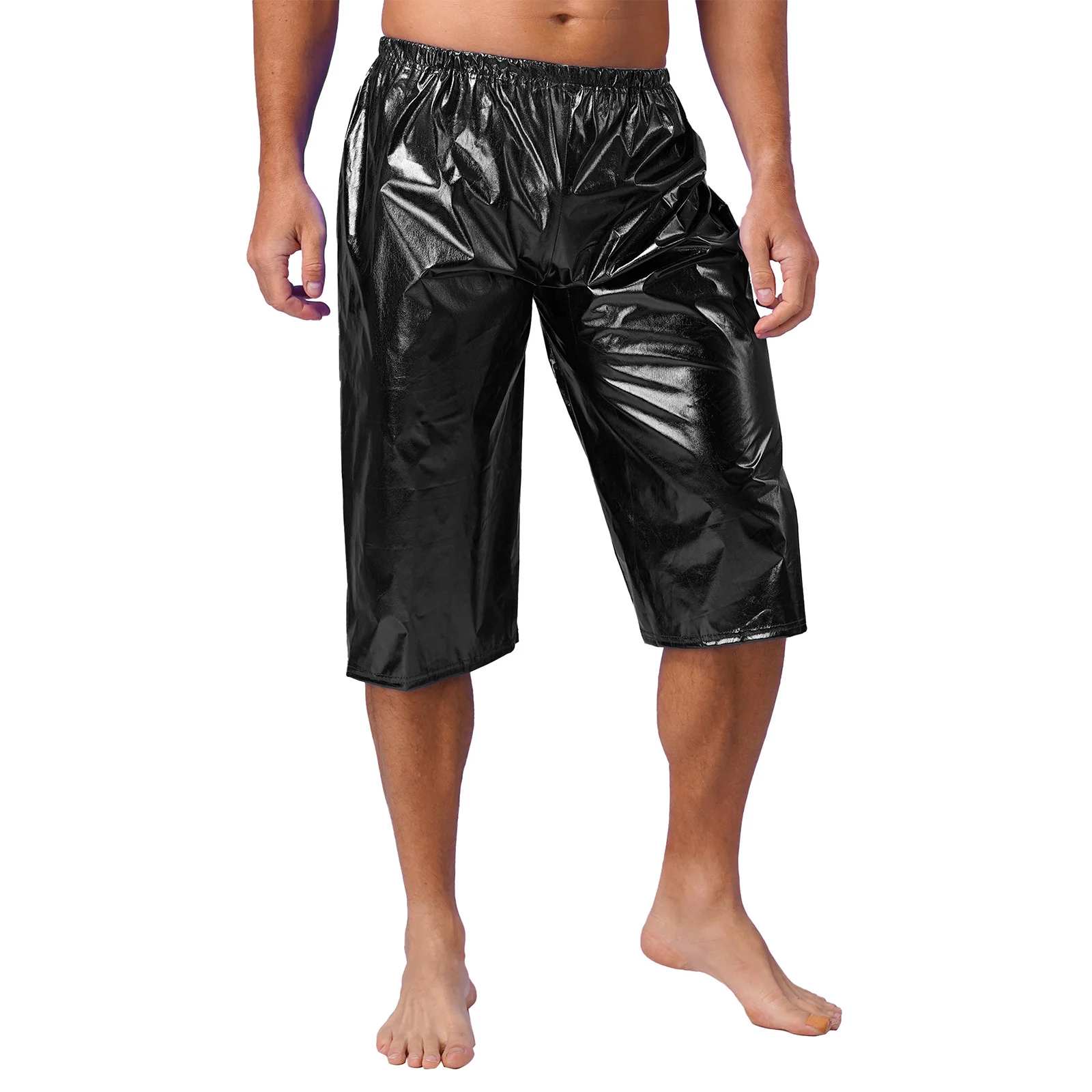 

Mens Disco Theme Party Short Pants Fashion Loose Metallic Shiny Shorts for Club Stage Performance Music Festival