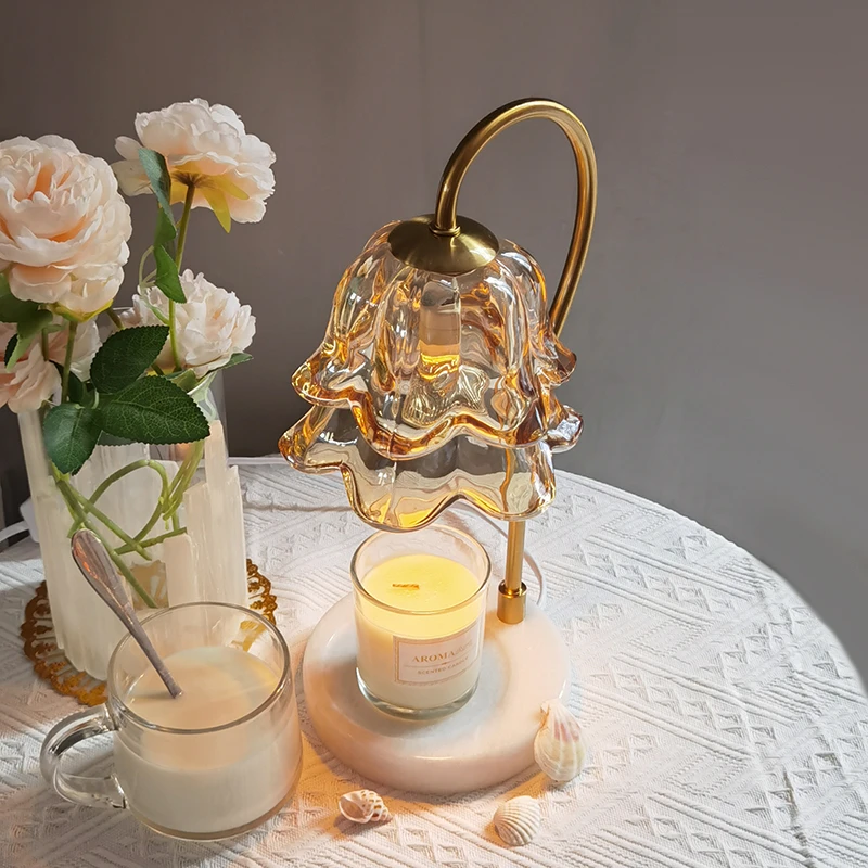 

Melting Wax Aromatherapy Table Lamp Marble Melting Candle Lamp Retro Sleep Aid Smokeless Temperature Adjustment Table Lights
