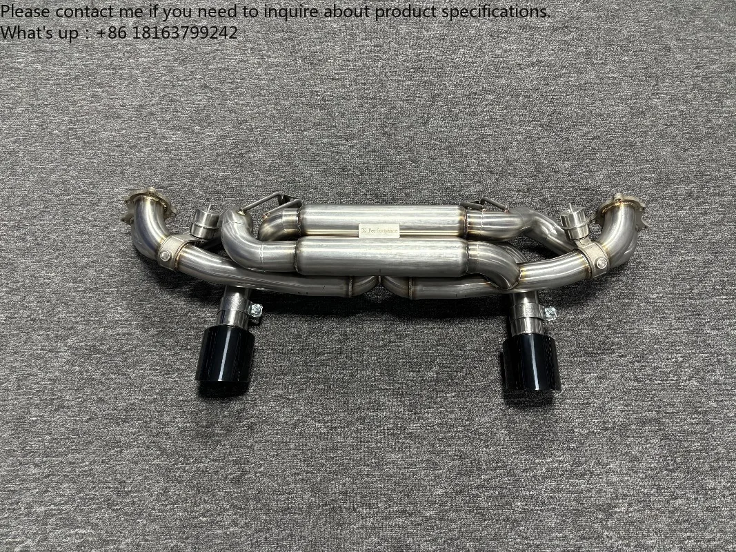 Фото Выхлопная система Hetu Free Flow Axleback из нержавеющей стали с вакуумными клапанами для Porsche 718 GT4 4.0L с дистанционным управлением №1
