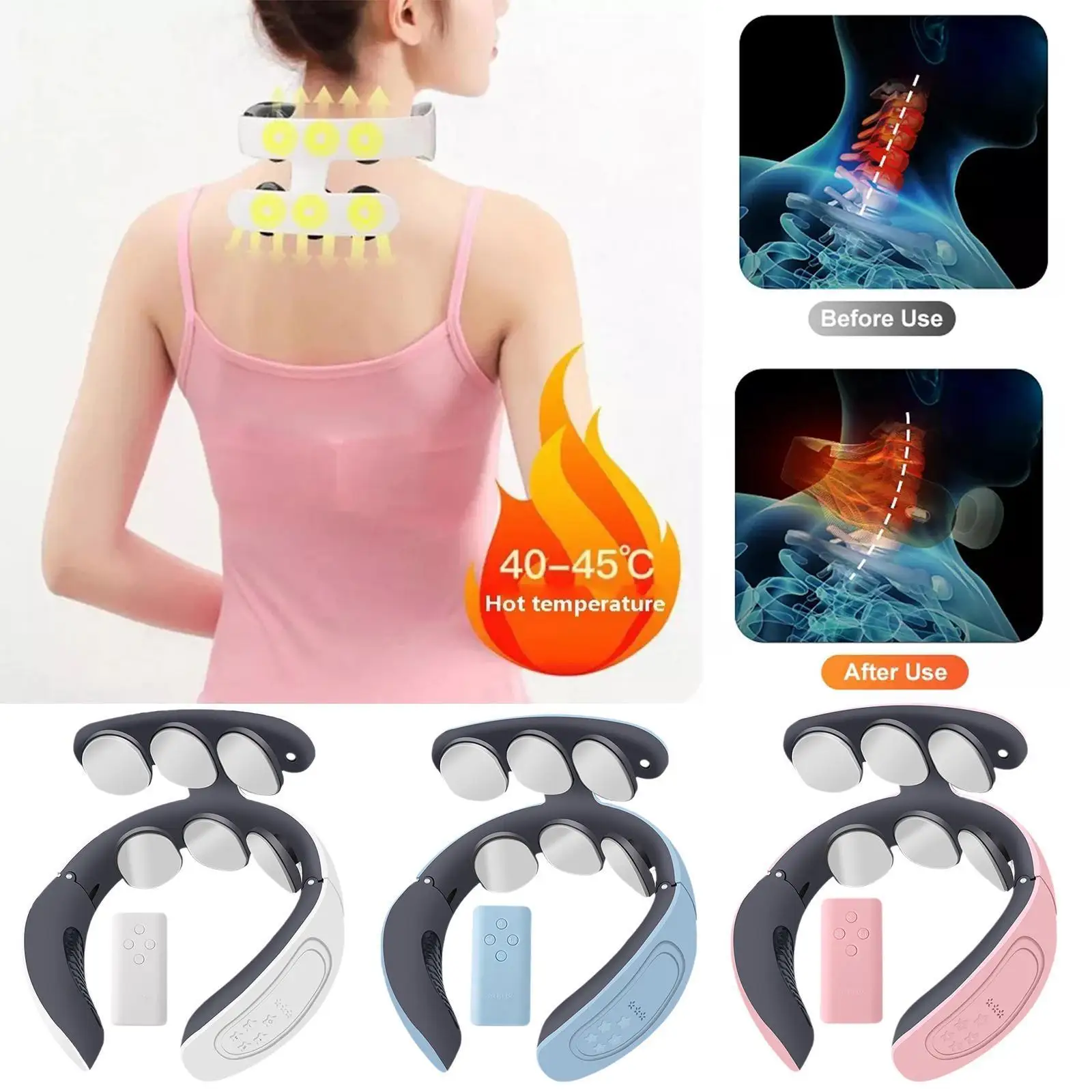 

6 Head Home Smart Electric Pulse Neck Protector Remote Spine Neck Cervical Compress Control Shoulder Massager Massager And P4C8