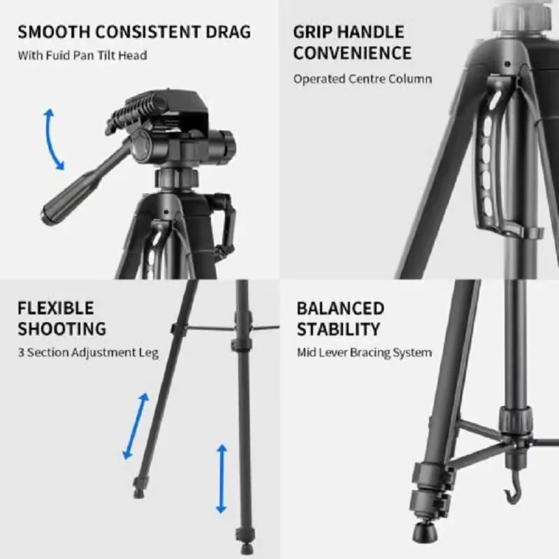 360 Rotation Shooting Phone Bracket Holder DSLR Flexible Tripod Extendable Travel Lightweight Stand For SLR Camera Live Youtube