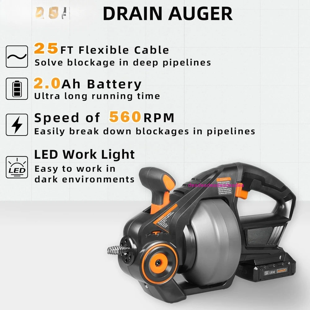Электрический сливной шнек с сантехническими змеями длиной 25 футов съемник для