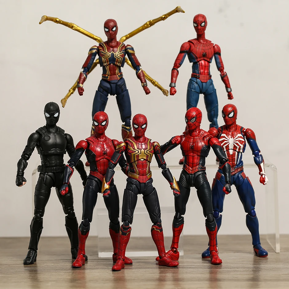 

Фигурка-модель SHF Человек-паук, Модернизированная, встроенная, усовершенствованная, Стелс-костюм, ПВХ, экшн-фигурка, коллекционная, хороший ...