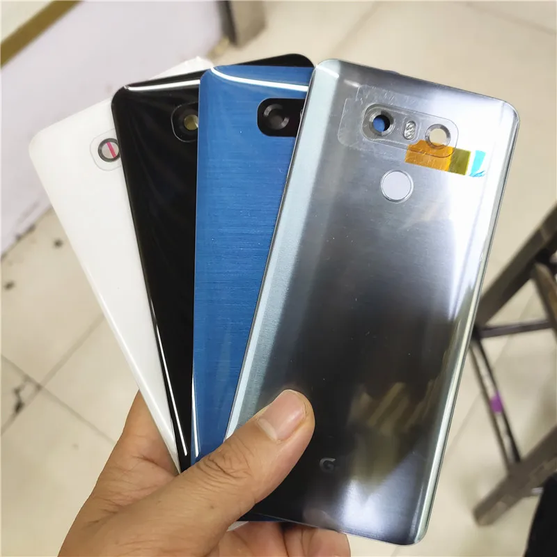 Фото Стеклянная крышка аккумуляторного отсека для LG G6 G6+ LS993 US997 VS998 H870 H871 H872, задняя панель корпуса с рамкой для камеры и датчиком отпечатков пальцев №1