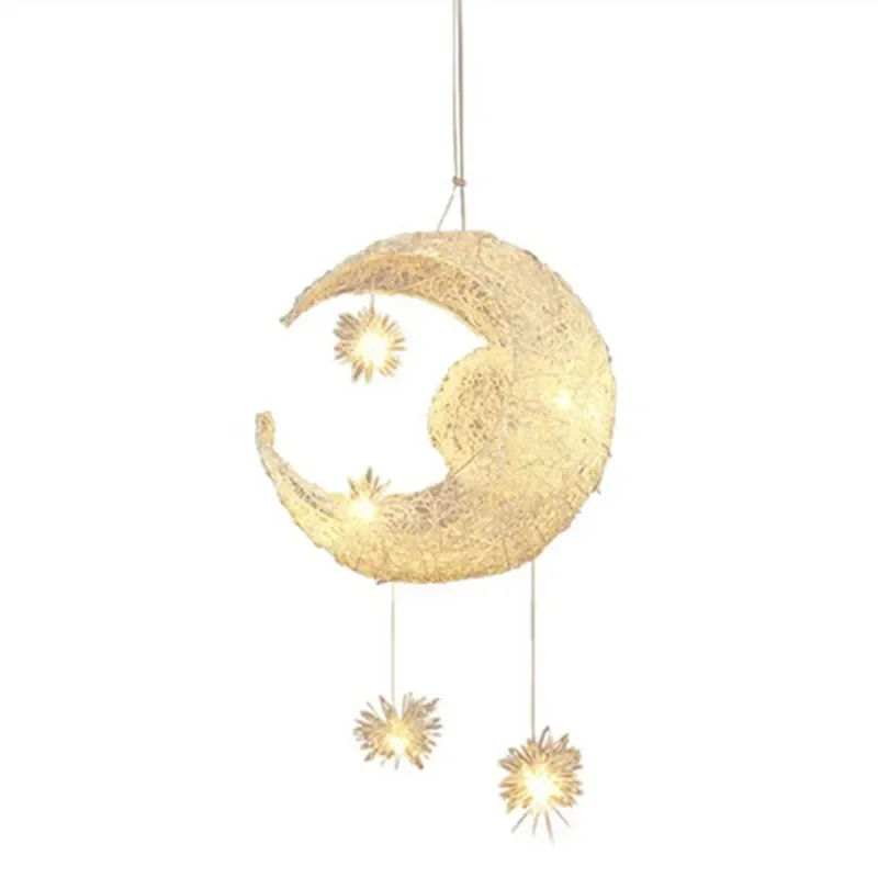 Modern LED Chandelier Lighting Moon&amp Star Sweet Bedroom Pendant Lamp Lustre Hanging Fixtures Child kids room Decor Light Fitting