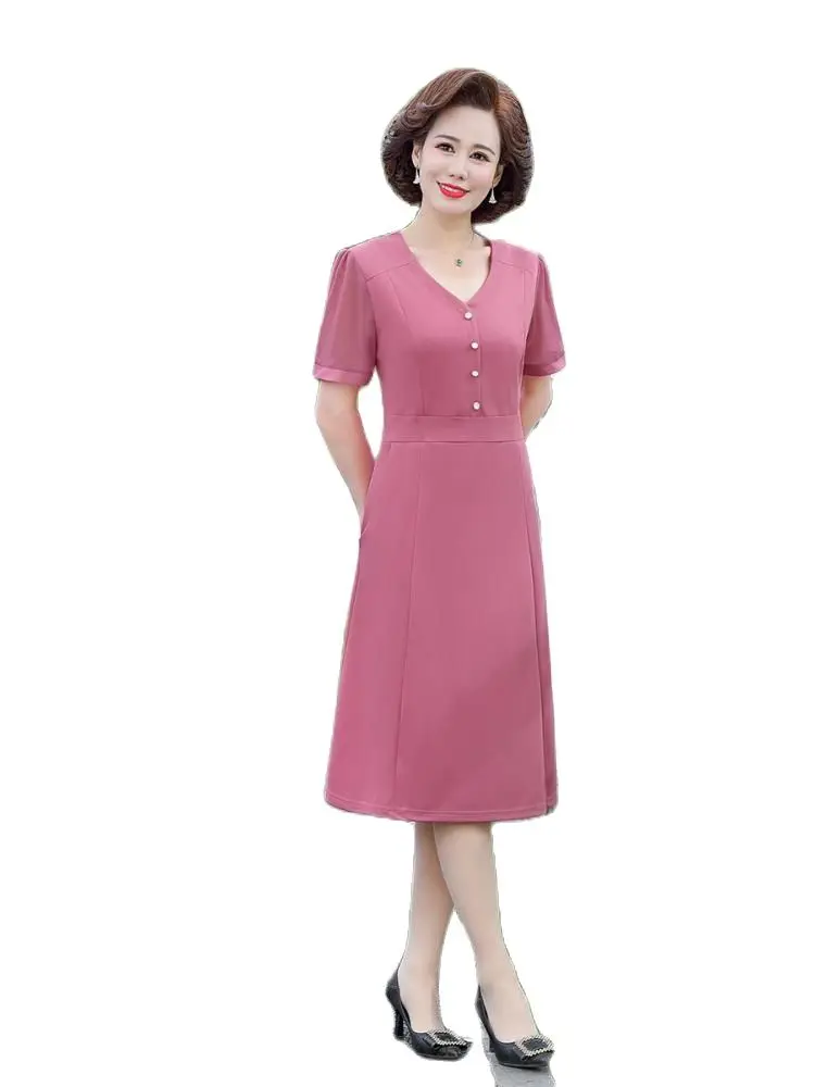 

New Summer Dress Womens Short-Sleeved Clothes Chiffon Dress Midi Woman Dress Vestido De Mujer Femme Robe