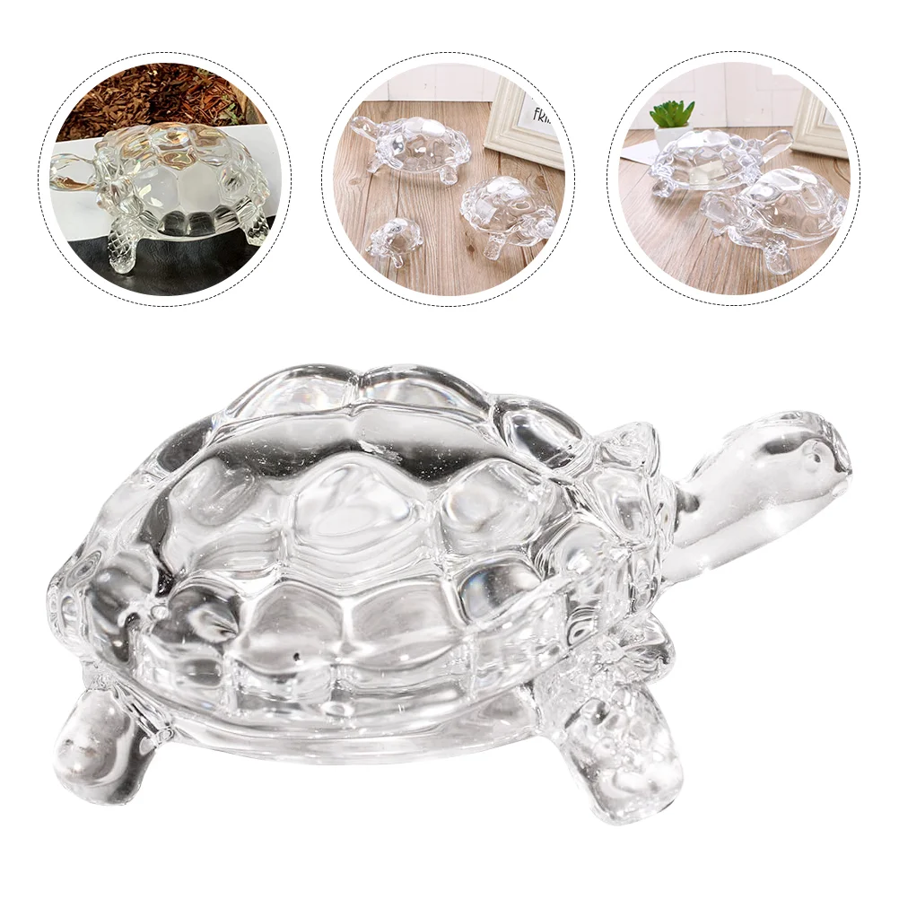 

Statue Decoration Transparent Turtle Statue Glass Crafts Office Desk Statue Home Decor 1pc