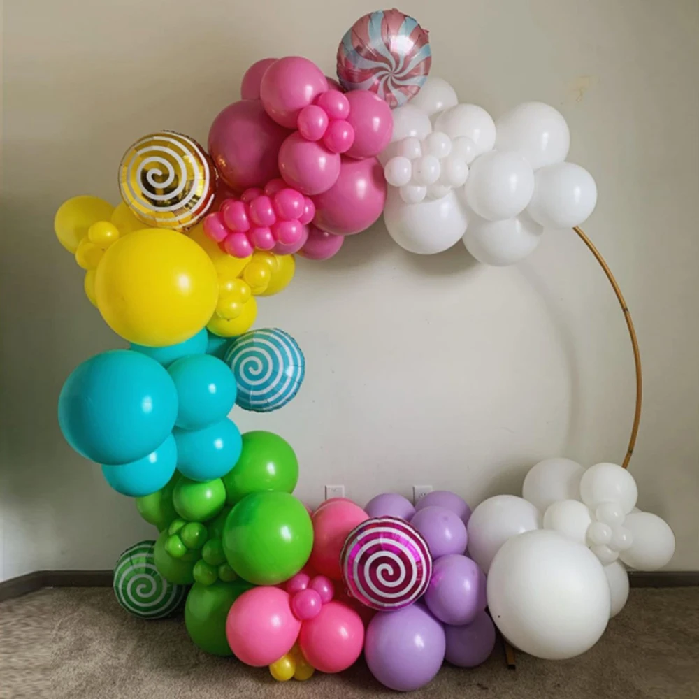 

132ps сладкий цвет конфеты воздушный шарик гирлянда арка круглая ветряная мельница леденцов Globos Детское душ Дети День рождения Свадебная вечеринка