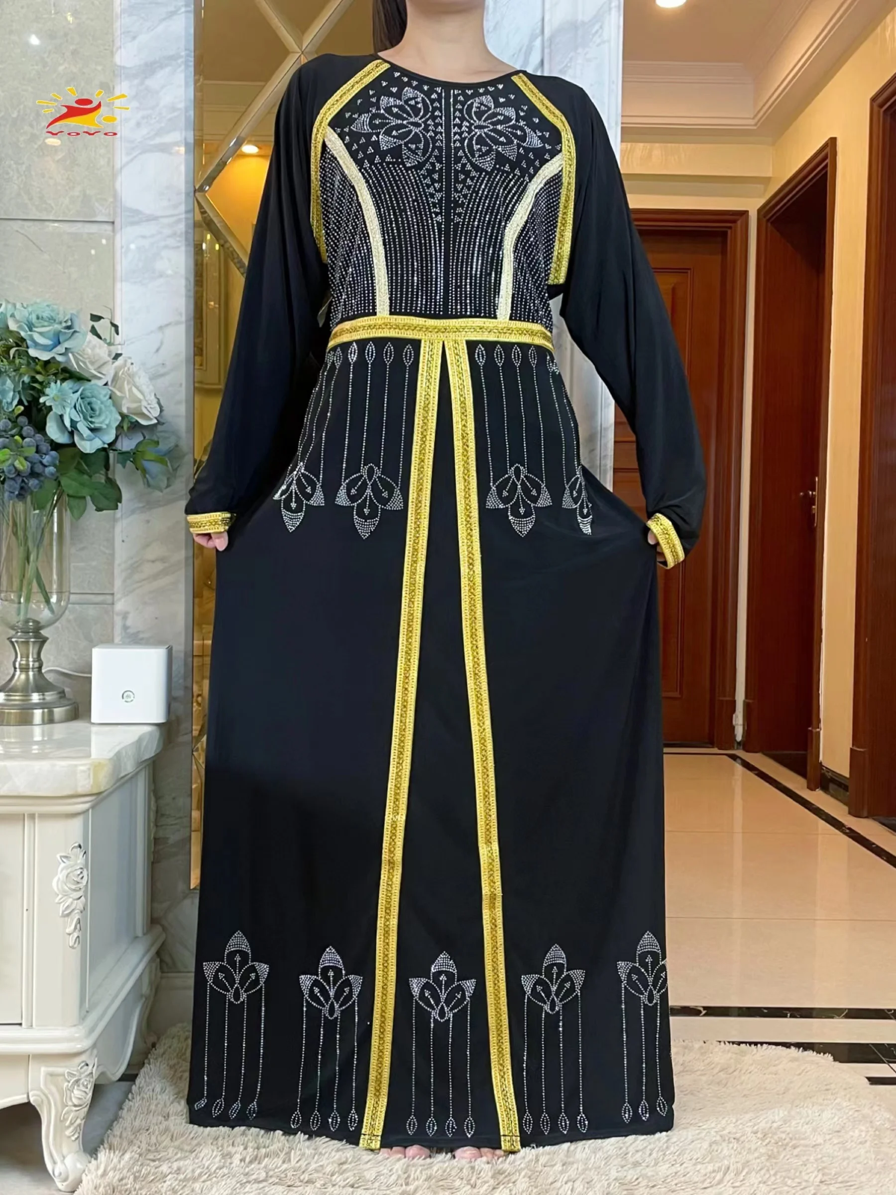 Женское платье с вышивкой Dubai длинный рукав Abaya, мусульманское платье с вышивкой, 2022