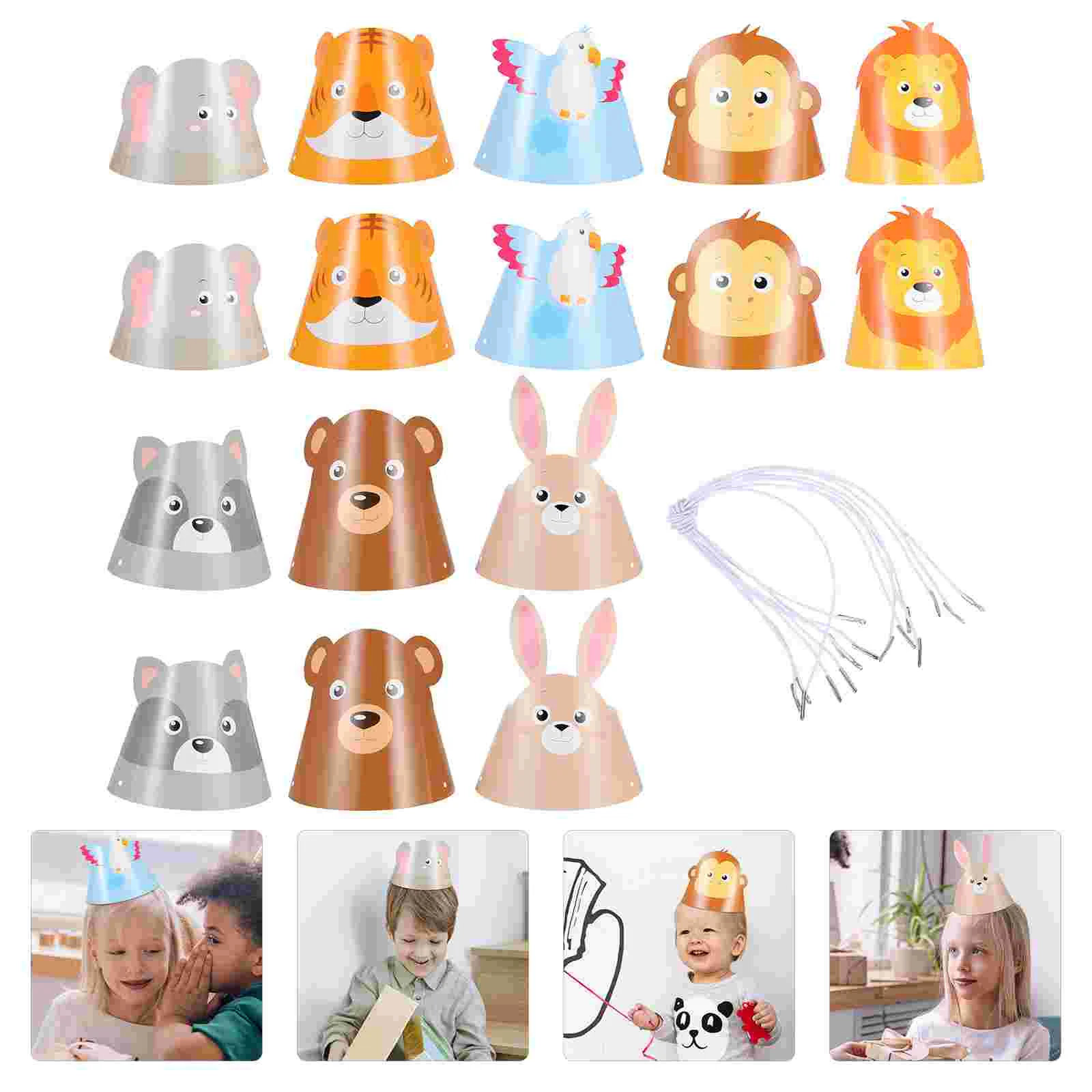 

Animal Birthday Hats Party Hat Papercone Headbands Jungle Kids Zoo Cap Kidcartoon Diy Wild Favors Supplies Toddler Headband Caps