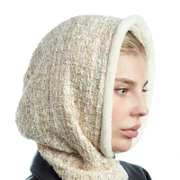 handmade outdoor warm ear cover hooded scarf winter neck hat luxury women scarf cap suit neckerchief foulard