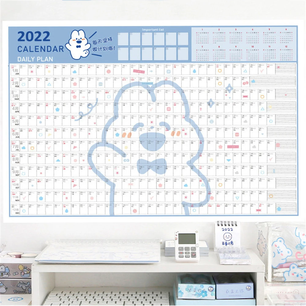

Настенный календарь на 2022 год с наклейкой, 365 дней, ежедневное обучение, годовой расписание, планировщик, органайзер для заметок на год