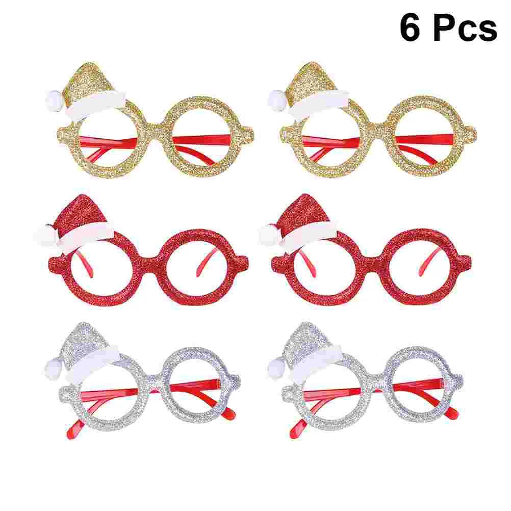 

6pcs New Years Eve Christmas Frame Party Glasses for Kids Christmas Hat Sunglasses Christmas Eyewear