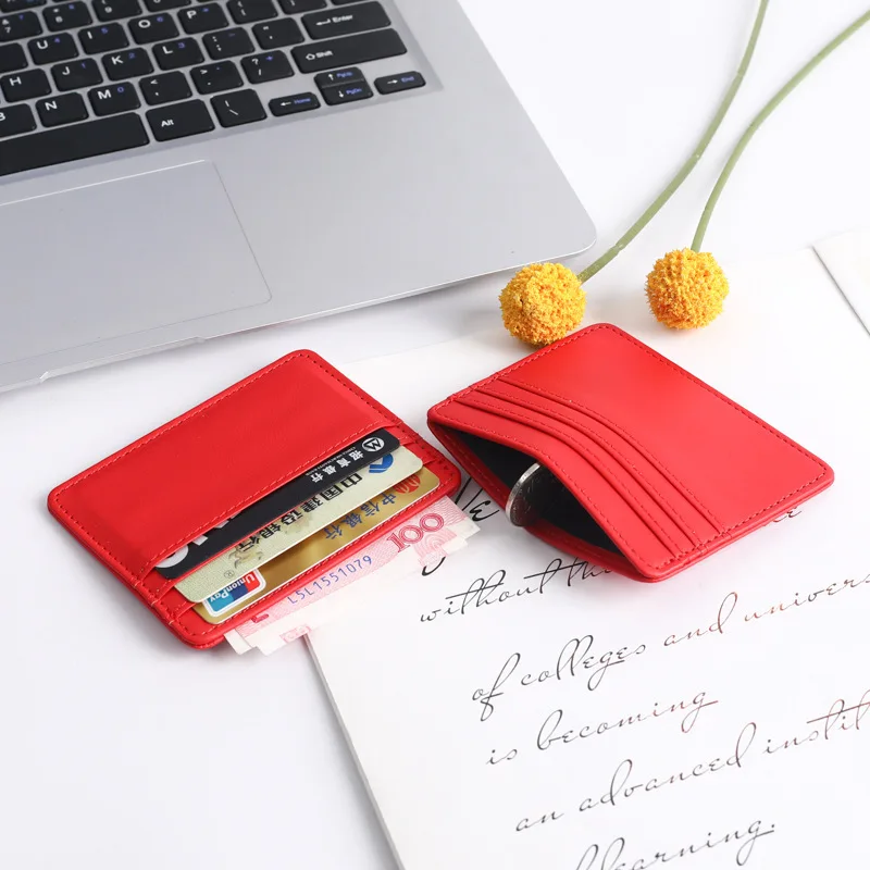 

Multi-card Slot Candy Color Student Ultra-thin Bus Card Card Set Bank Card Credit Card Trend Square Leather Card Holder Card Bag