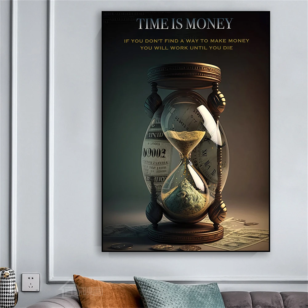 

Time Wall Art Poster Office Canvas Painting Inspirational Quote Motivational Art Canvas Print Gifts for Boss Home Room Decor