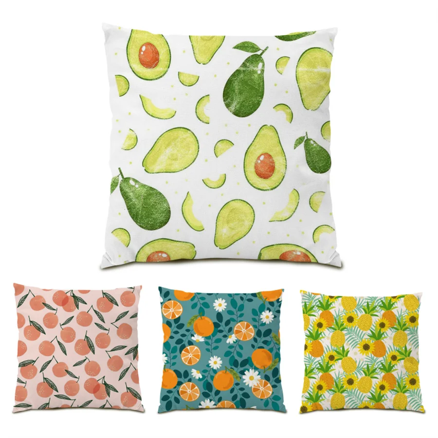 

Sofas Living Room Decoration Decor Comfortable Velvet Cushion Covers Fruit Pattern Decorative Polyester Linen Pillowcase E0421