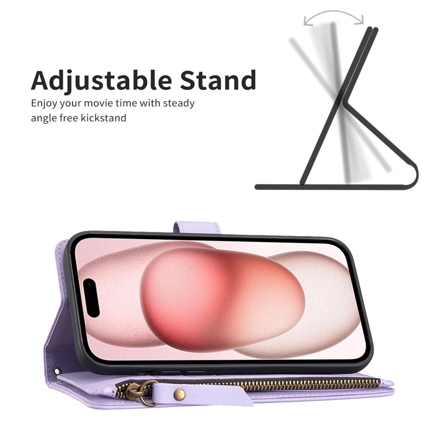 Кошелек с веревкой безопасности многофункциональный кожаный чехол на молнии для