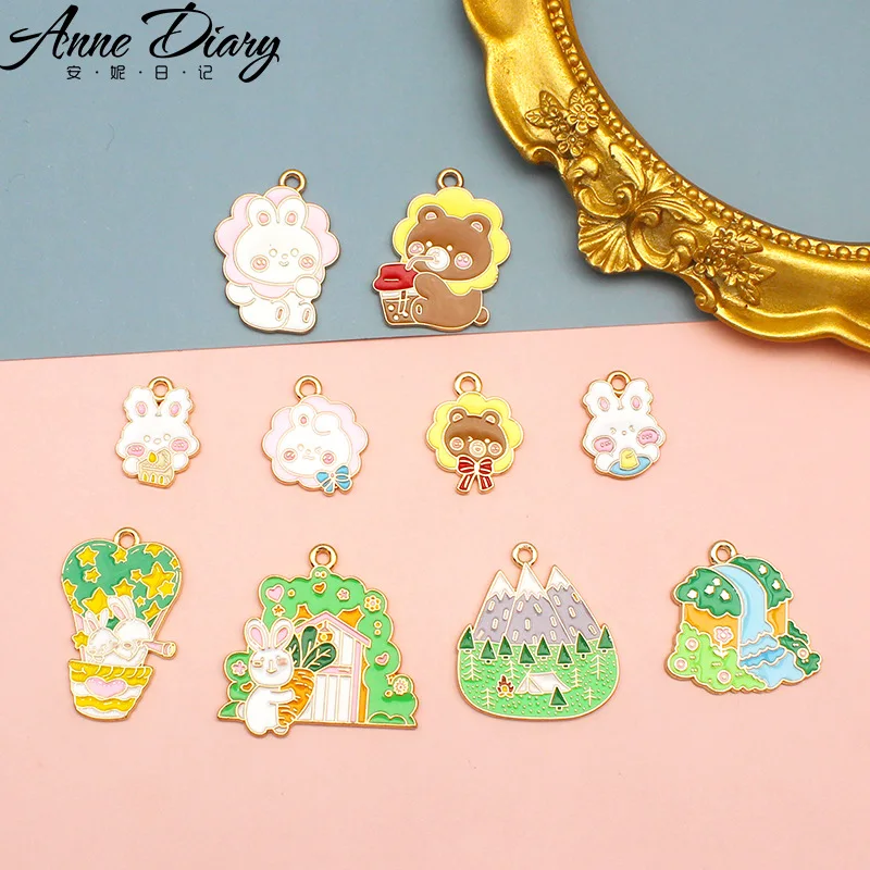 

2PCS Cartoon Alloy Earring Keychain Necklace Pendant for Jewelry Making Bracelet Charms DIY Crafting Jewelry Accessories