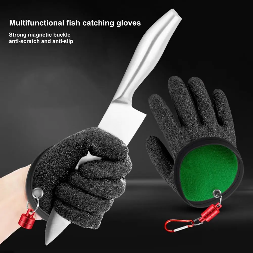 

1Pc Fishing Gloves Cozy Anti-prick Anti-slip Waterproof Quick Dry Catch Fish Emulsion Textured Grip Palm Gloves Outdoor Fishing