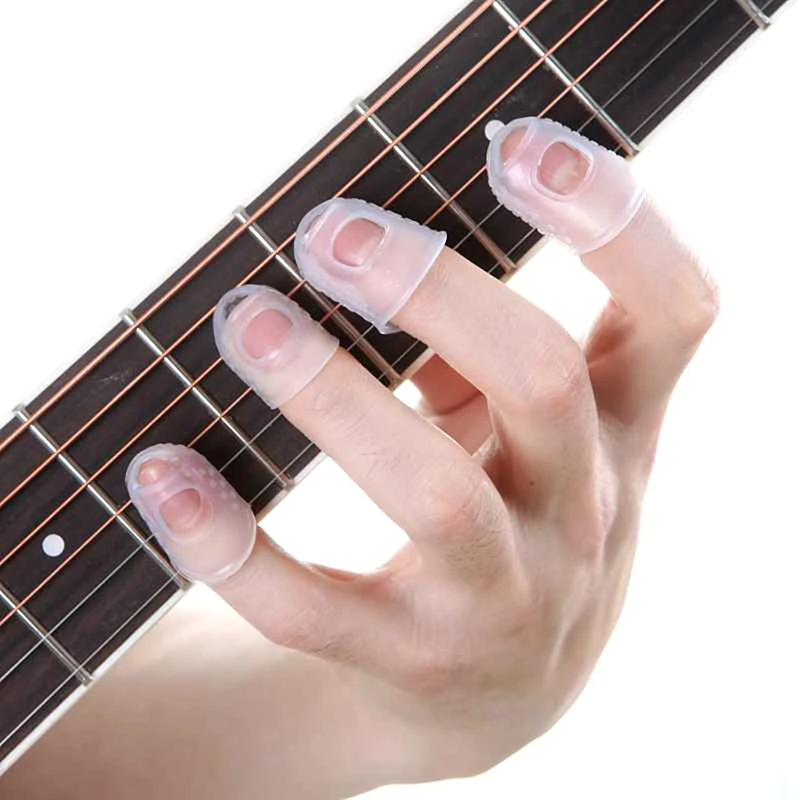 

4 шт./компл. силиконовые защитные накладки на гитару, защита на кончик пальца для гитары укулеле S M L прозрачный синий цвет 1