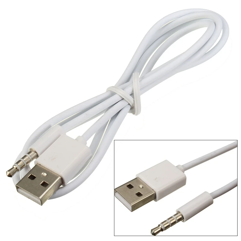 

2022 New White USB To Cable 3.5mm Jack To USB 2.0 Data Sync Charger Transfer Audio Adapter Cable Cord 3.5mm