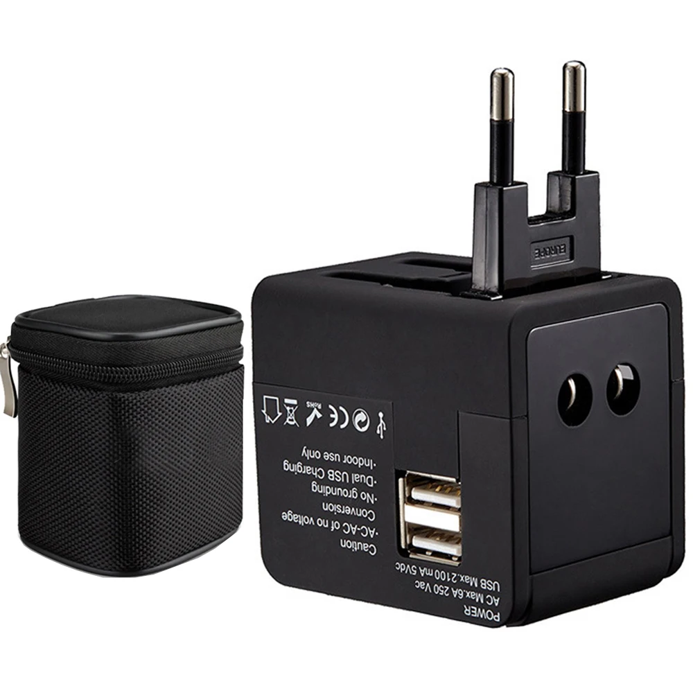 

Universal Global Travel Adapter All-in-one Charging Adaptor USB Ports 2.1A Wall Charger US EU UK AU Converter with Power Socket