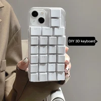 ins cool diy 3d keyboard transparent silicone case for iphone 13 12 11 pro max x xr xs max protective bumper back cover