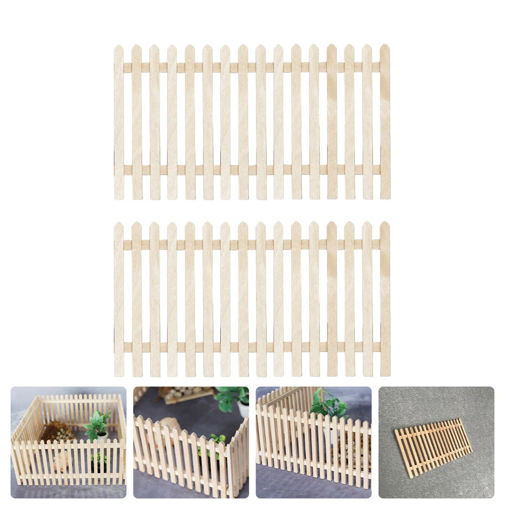 

2Pcs Doll House Fence Model Decor Miniature Wooden Fence Decor Doll House Accessories