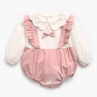 newborn baby girls cute pink rompers 2022 toddler girl long sleeve one piece jumpsuits fashion bow tie baby clothes outfits