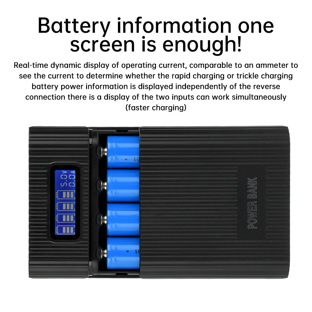 Фото 18650 Держатель батареи Power Bank Чехол 18650*4 5 В Dual USB Цифровой дисплей Зарядка DIY Корпус для мобильного телефона Коробка для хранения батарей №1