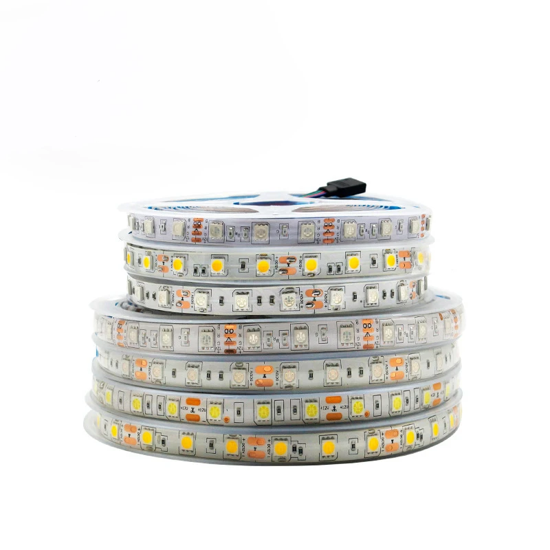Фото Светодиодная лента SMD 5050 RGB, водонепроницаемая, 5 м, 300 светодиодов постоянного тока, 12 В, 24 В, БЕЛАЯ ТЕПЯ, БЕЛАЯ, NW Fita, гибкие светодиодные ленты №1