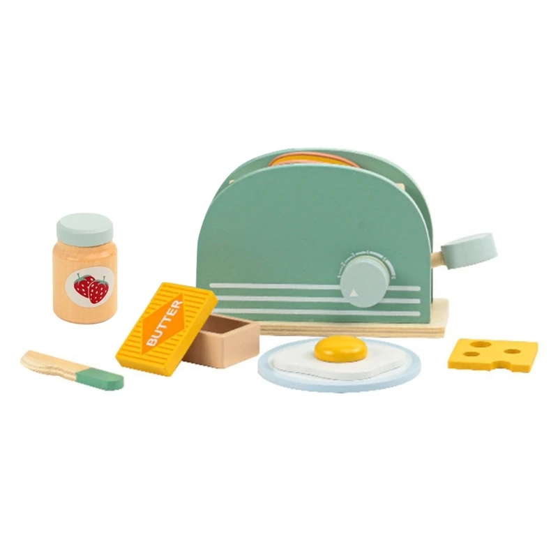 

Kids Wood Bread Toaster with Butter Cutting Board Stimulates Creativity Learning GXMB