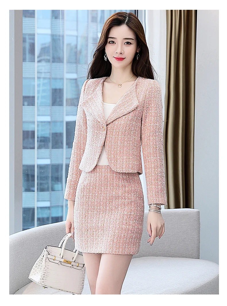 

new spring and autumn office lady fashion casual brand mid age female women coat skirt sets suits clothing
