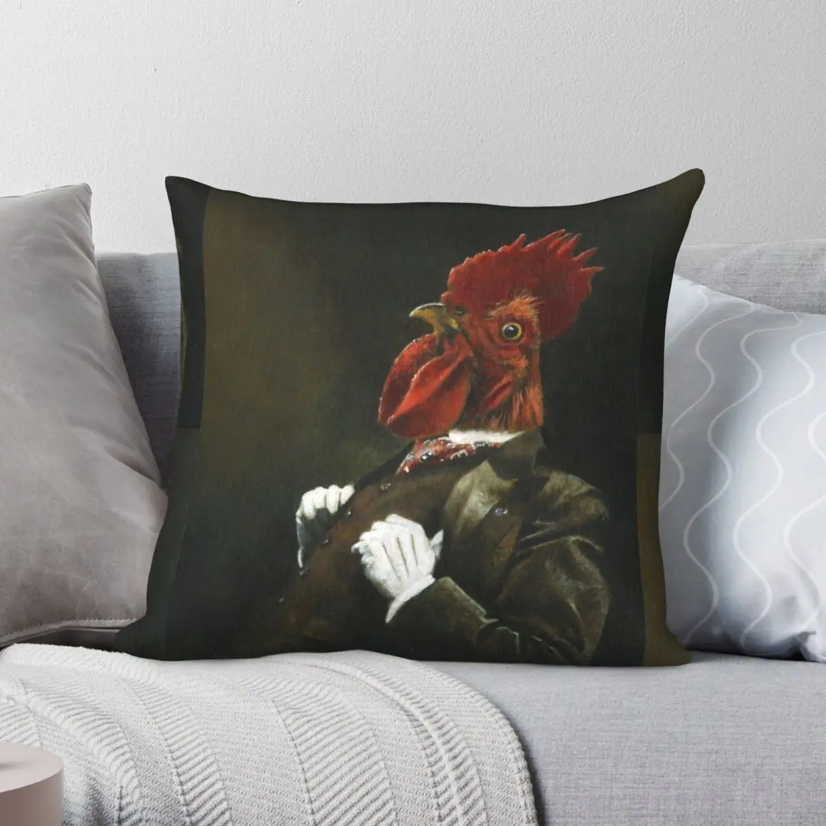 

Victorian Cockerel Pillowcase Polyester Linen Velvet Printed Zip Decor Throw Pillow Case Room Cushion Cover