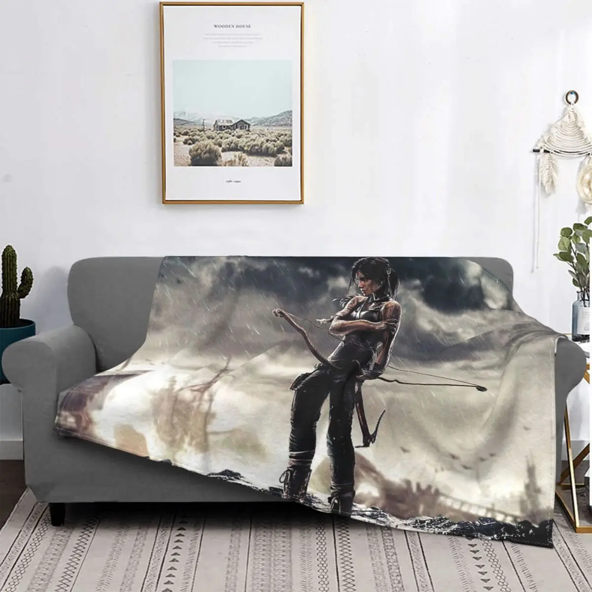 

Tomb Raider Jonah Maiava Game Blanket Flannel Decoration Lara Croft In The Rain Portable Home Bedspread