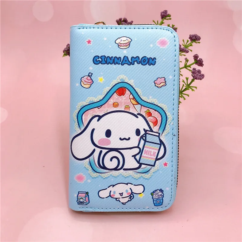 Длинные кошельки Sanrio Cinnamoroll Kuromi для женщин милый держатель карт из искусственной
