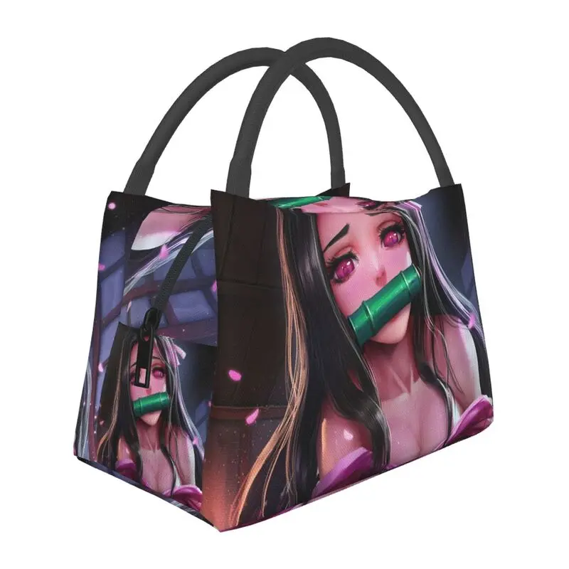 

Изолированные сумки для обеда Nezuko Kamado с рассеканием демонов для женщин Kimetsu No Yaiba, портативный охладитель, термопищевой Ланч-бокс для работы и путешествий