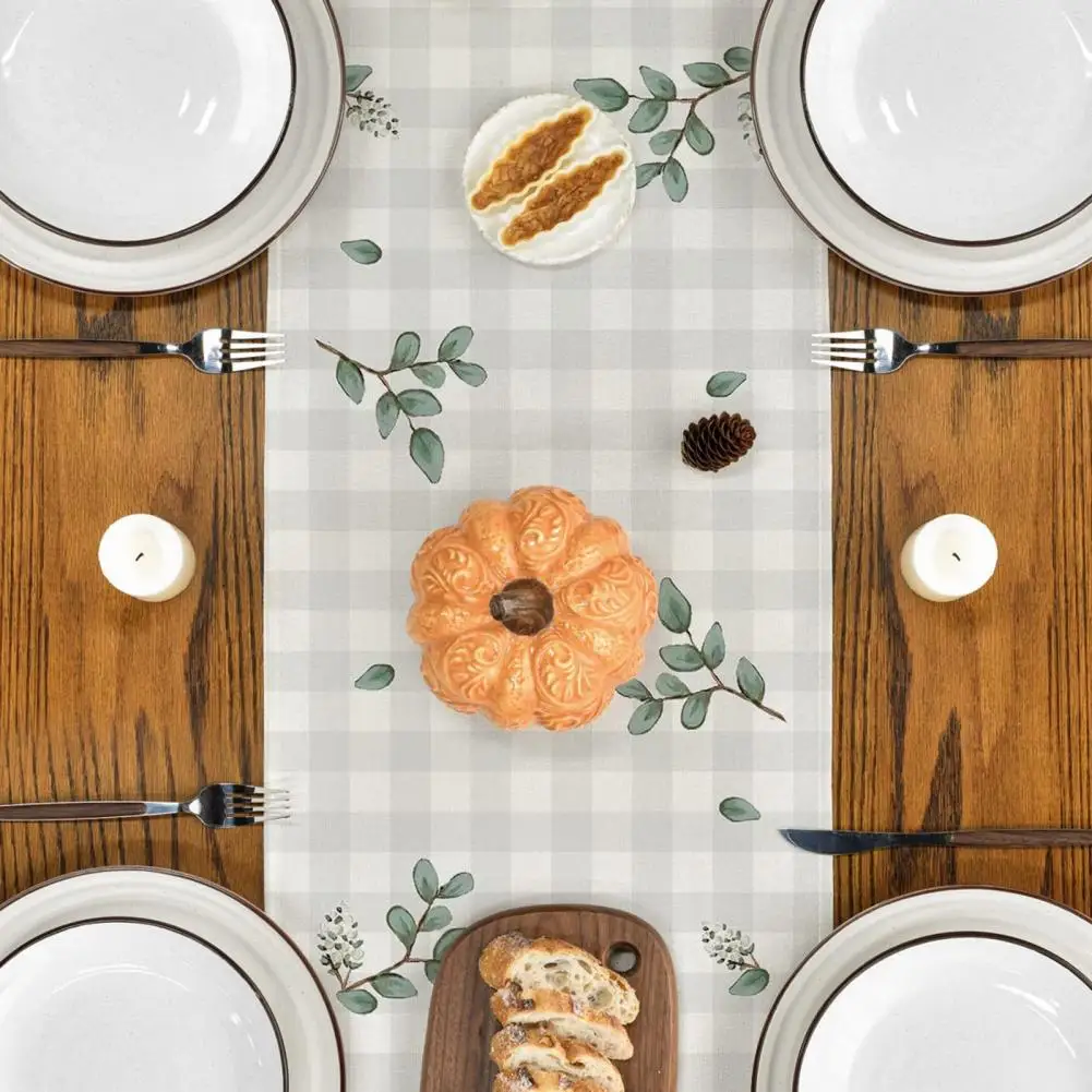 

Autumn Theme Table Runner Autumn Harvest Festival Pumpkin Print Table Runner for Thanksgiving Dining Seasonal Flax for Kitchen