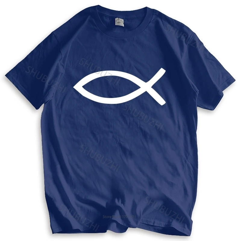 

mens short sleeve t shirt RELIGIOUS FISH SYMBOL GOD CHRIST PAGAN ICHTHYS CHRISTIAN JESUS fashion tee-shirt male summer tops